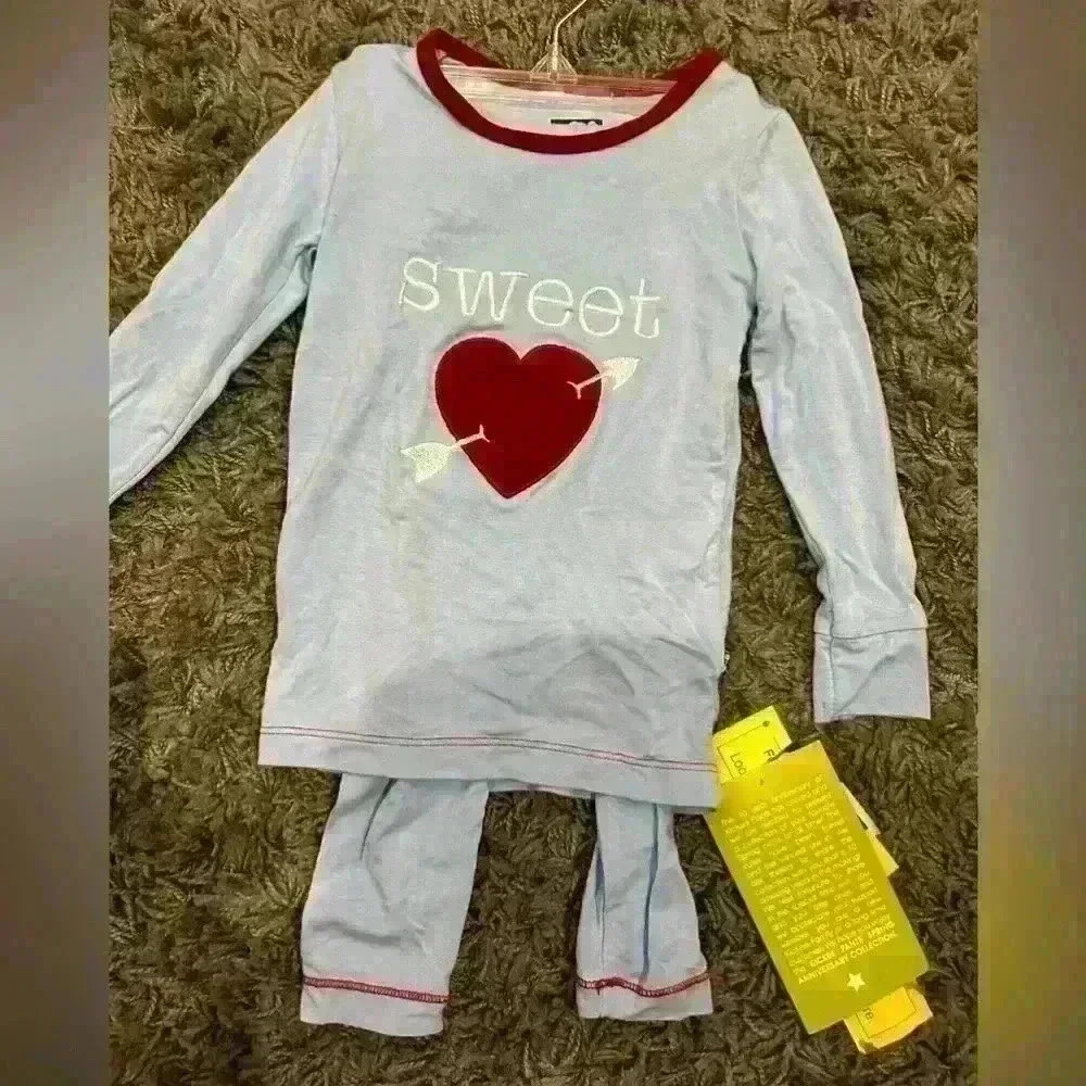 Valentine's Bamboo Long Sleeve Applique Pajama Set, Pond Sweet Heart. 2T NWT - Picture 2 of 6